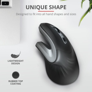 Mouse Trust Verro Ergonomic, Wireless, negru - imagine 3