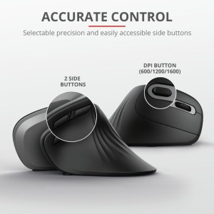 Mouse Trust Verro Ergonomic, Wireless, negru - imagine 5