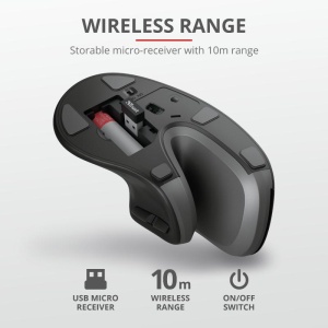 Mouse Trust Verro Ergonomic, Wireless, negru - imagine 8